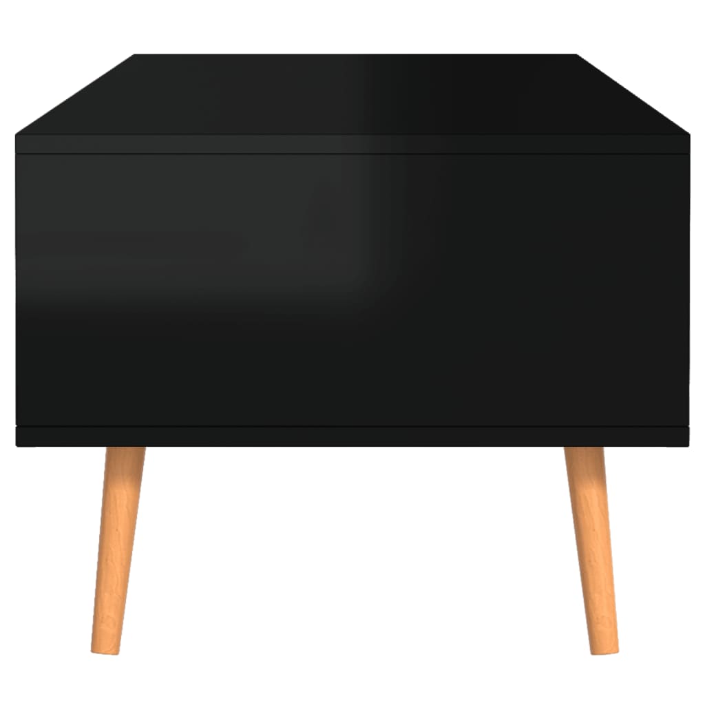 magasfényű fekete szerelt fa dohányzóasztal 100 x 49,5 x 43 cm