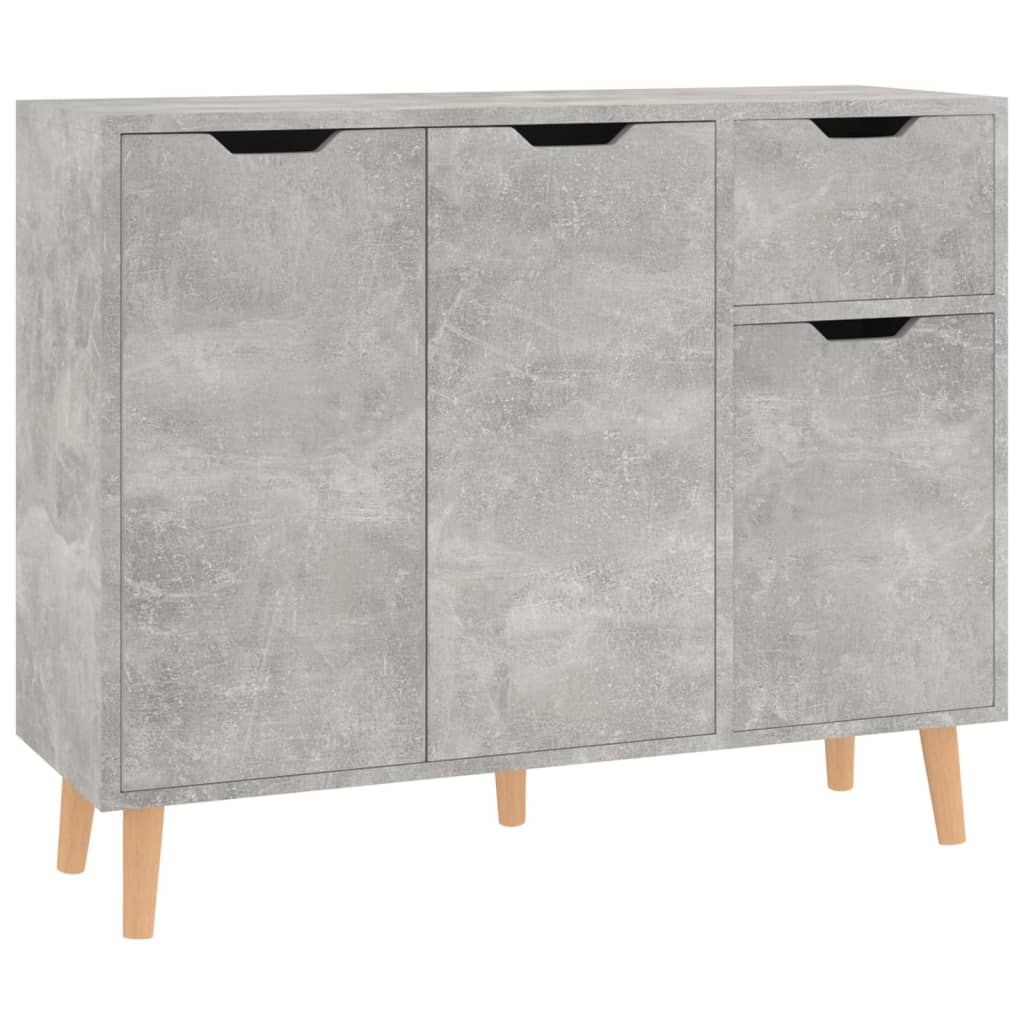 betonszürke szerelt fa tálalószekrény 90 x 30 x 72 cm