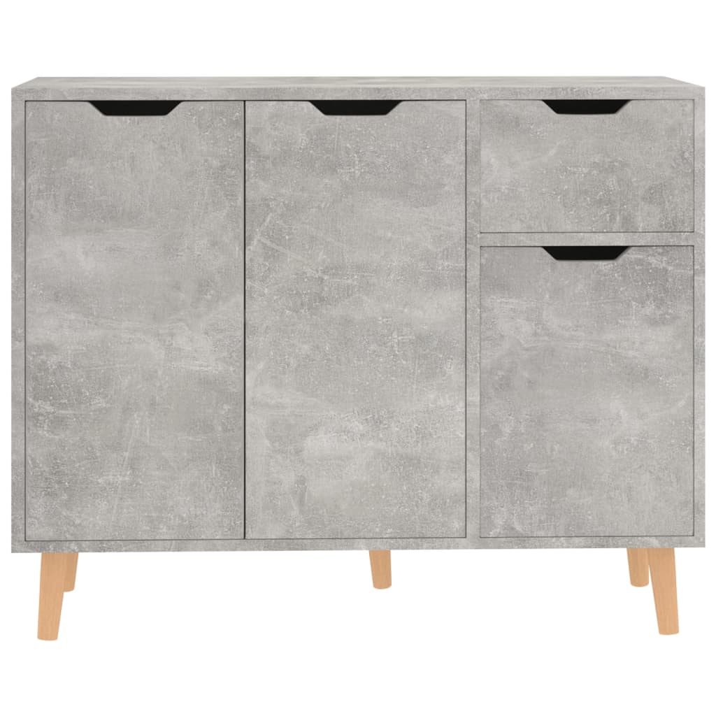 betonszürke szerelt fa tálalószekrény 90 x 30 x 72 cm