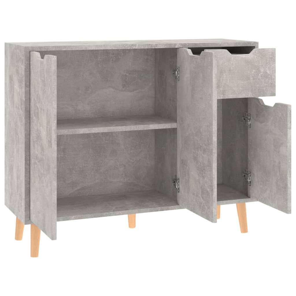 betonszürke szerelt fa tálalószekrény 90 x 30 x 72 cm