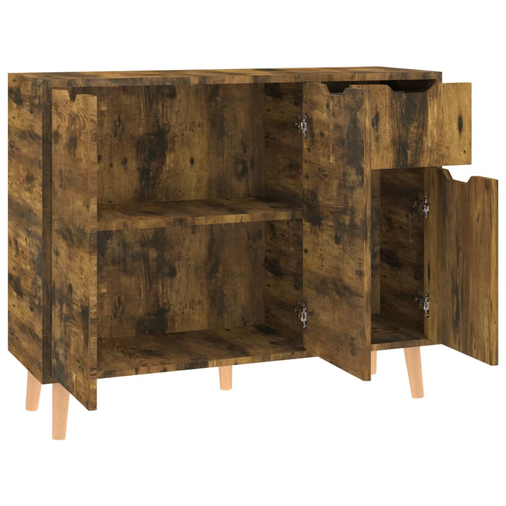füstös tölgy színű szerelt fa tálalószekrény 90 x 30 x 72 cm