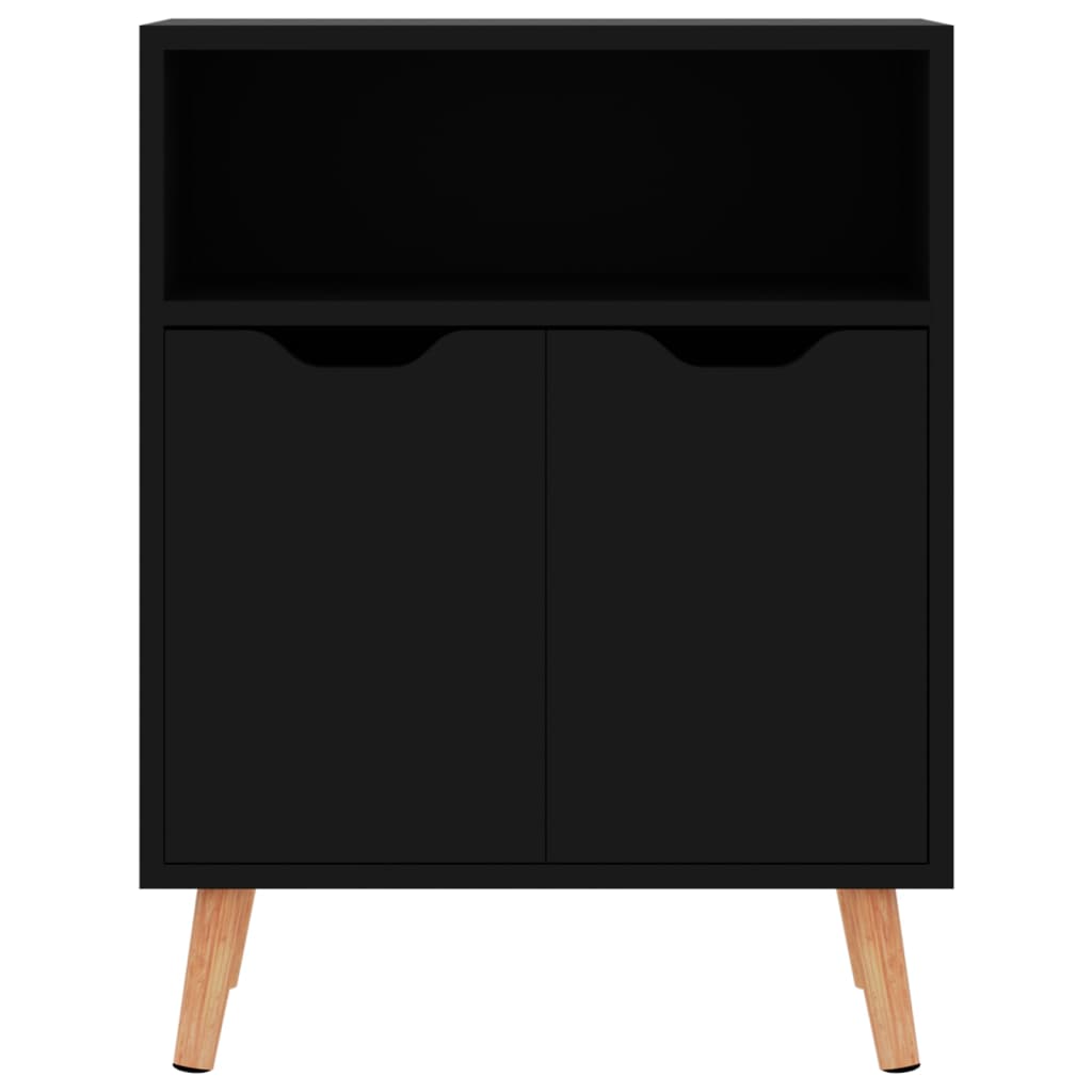 magasfényű fekete szerelt fa tálalószekrény 60 x 30 x 72 cm
