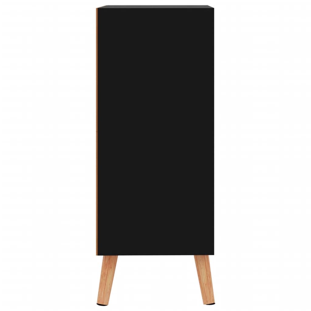magasfényű fekete szerelt fa tálalószekrény 60 x 30 x 72 cm