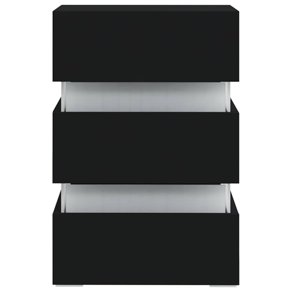 fekete szerelt fa LED-es éjjeliszekrény 45 x 35 x 67 cm
