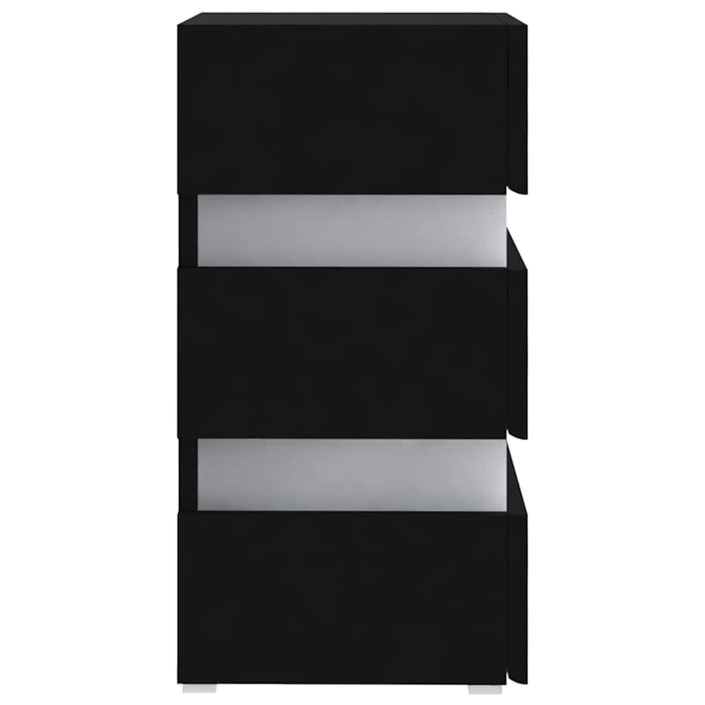 fekete szerelt fa LED-es éjjeliszekrény 45 x 35 x 67 cm