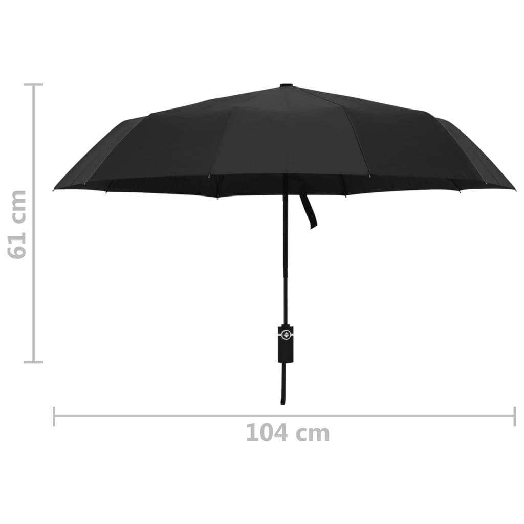 fekete automatikusan összecsukható esernyő 104 cm