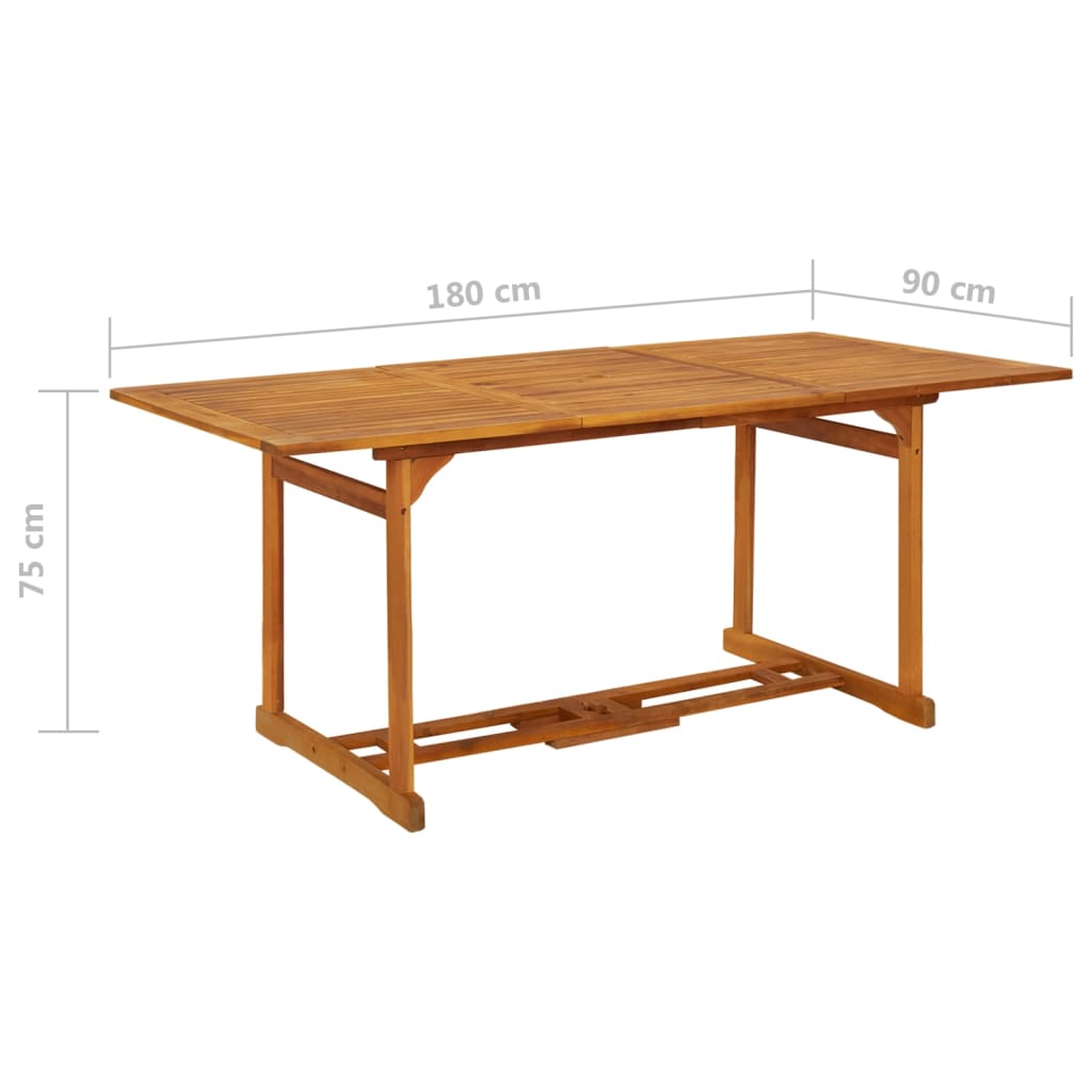 tömör akácfa kerti étkezőasztal 180 x 90 x 75 cm