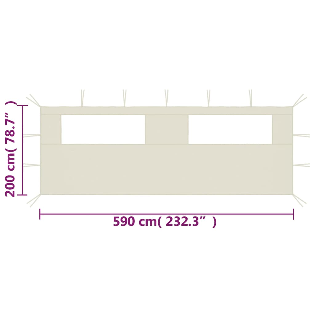 krémszínű ablakos pavilonfal 6 x 2 m