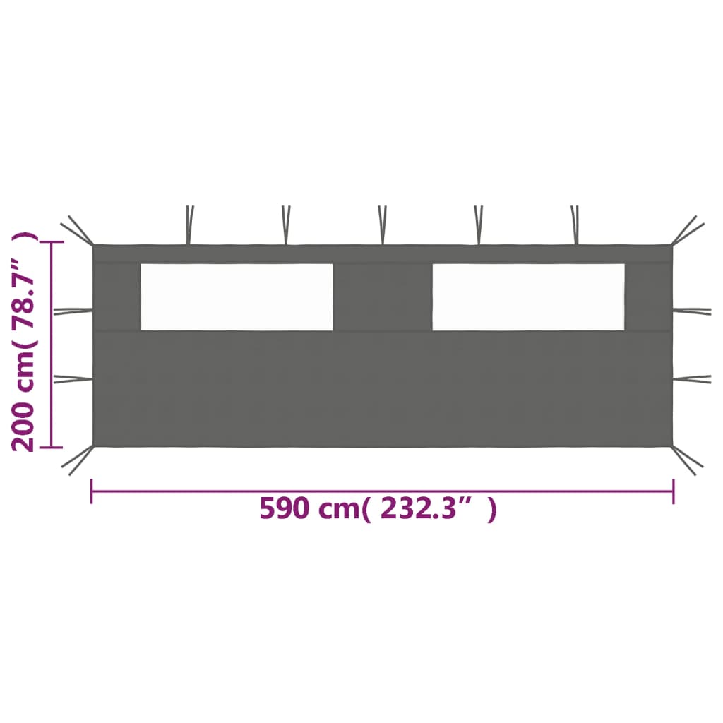 antracitszürke ablakos pavilonfal 6 x 2 m