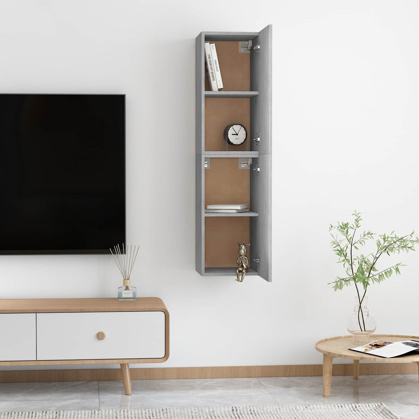| Fali TV Szekrény | 2 pcs Beton Szürke 31 x 30 x 60 cm Faanyag