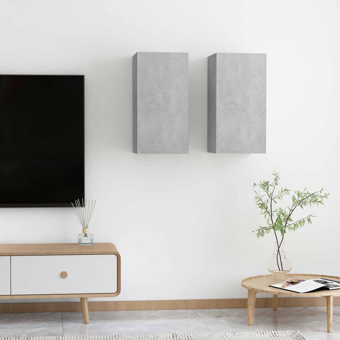 | Fali TV Szekrény | 2 pcs Beton Szürke 31 x 30 x 60 cm Faanyag