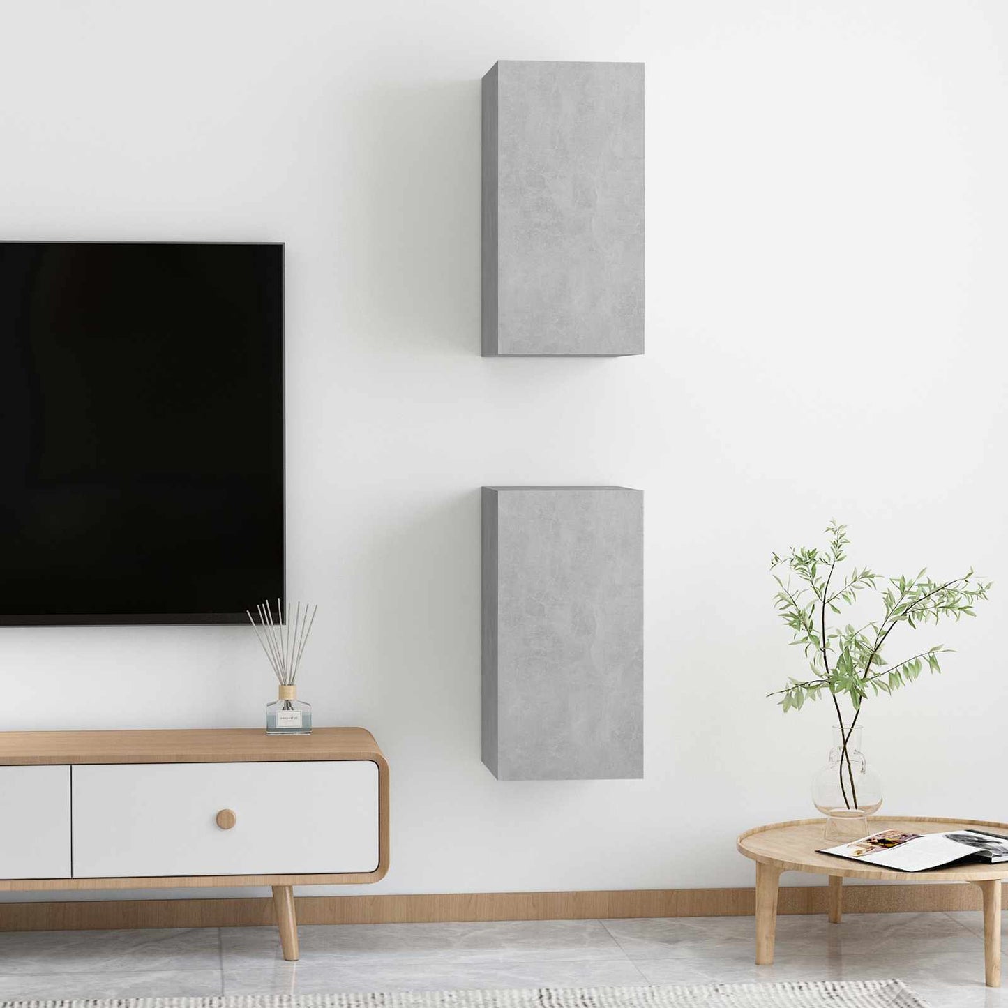 | Fali TV Szekrény | 2 pcs Beton Szürke 31 x 30 x 60 cm Faanyag