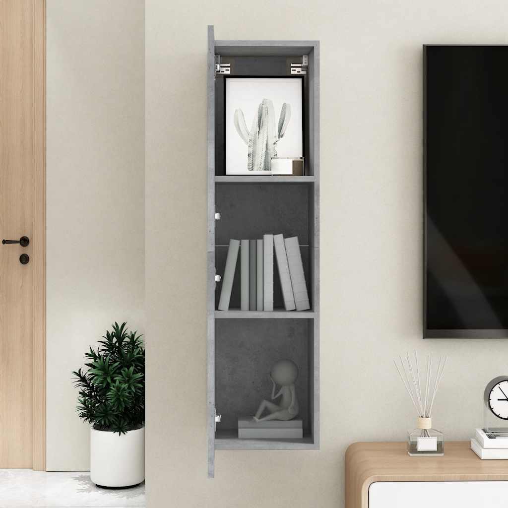 betonszürke szerelt fa TV-szekrény 30,5 x 30 x 110 cm