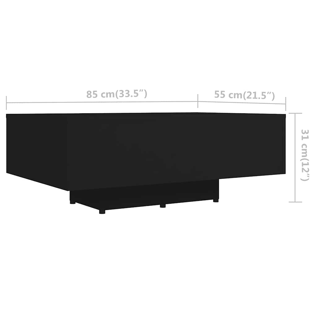 fekete szerelt fa dohányzóasztal 85 x 55 x 31 cm