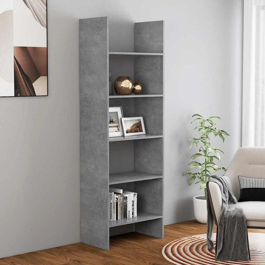 betonszürke szerelt fa könyvszekrény 60 x 35 x 180 cm