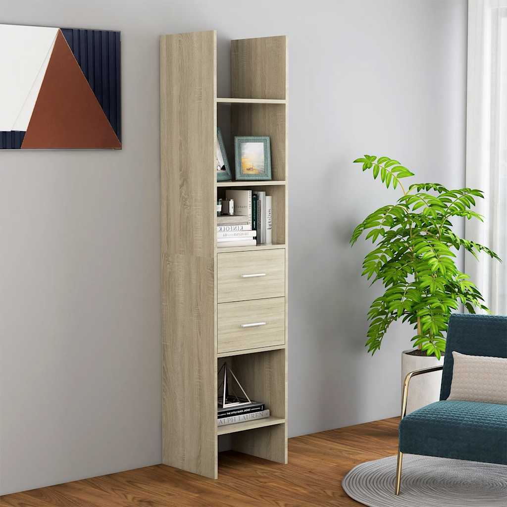 sonoma tölgy színű szerelt fa könyvszekrény 40 x 35 x 180 cm