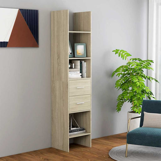 sonoma tölgy színű szerelt fa könyvszekrény 40 x 35 x 180 cm