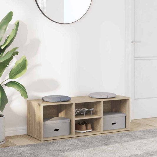 sonoma tölgy színű szerelt fa cipőtároló pad 105 x 35 x 35 cm