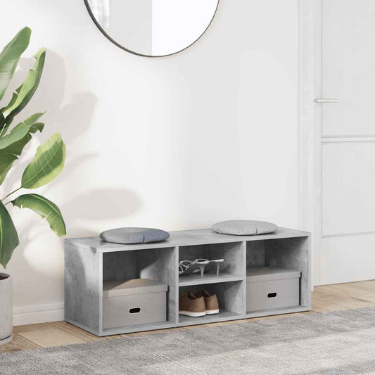 betonszürke szerelt fa cipőtároló pad 105 x 35 x 35 cm