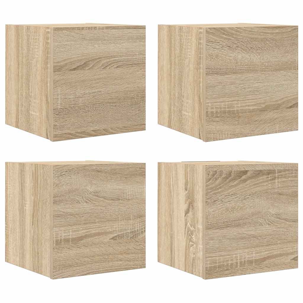 4 db sonoma tölgy falra szerelhető TV-szekrény 30,5x30x30 cm