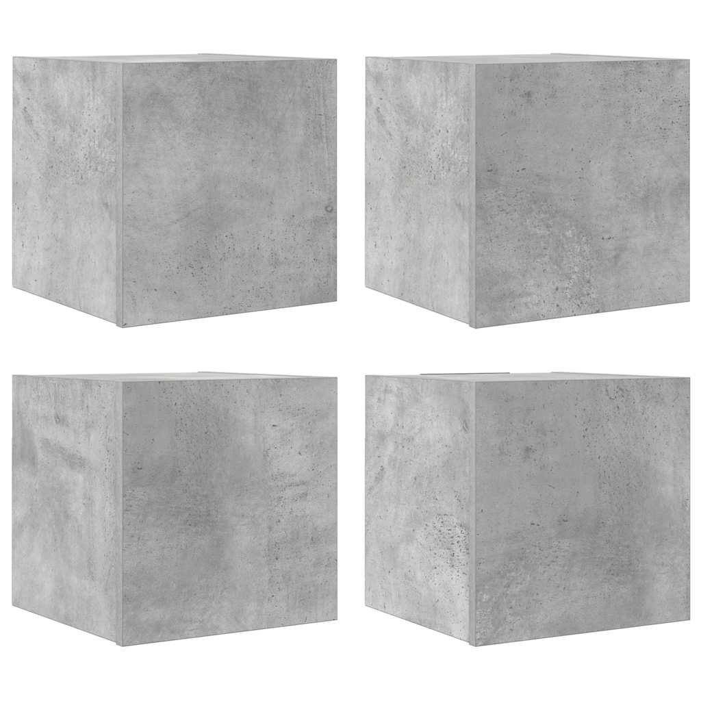 4 db betonszürke falra szerelhető TV-szekrény 30,5 x 30 x 30 cm