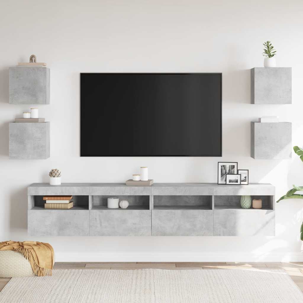 4 db betonszürke falra szerelhető TV-szekrény 30,5 x 30 x 30 cm