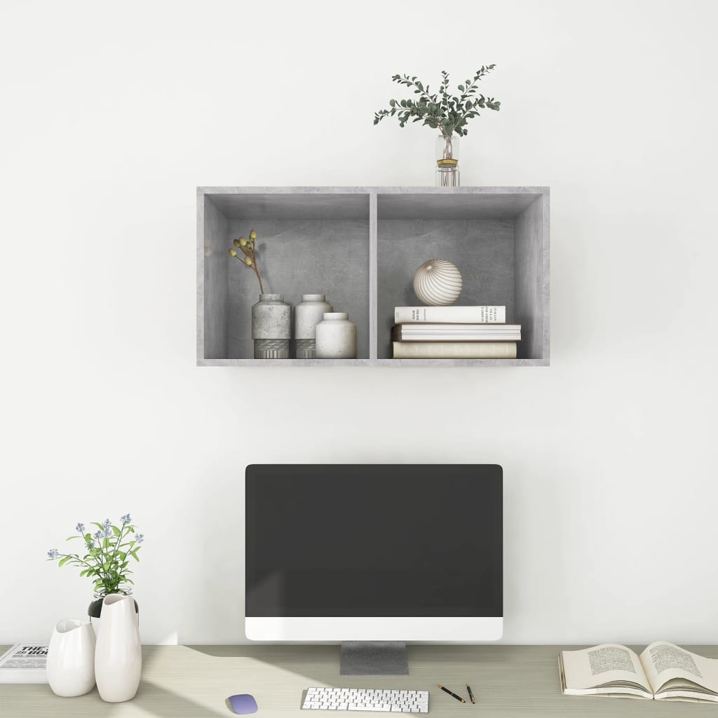 betonszürke szerelt fa falra szerelhető TV-szekrény 37x37x72 cm