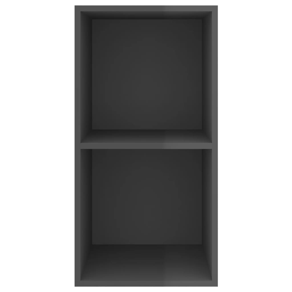 magasfényű szürke szerelt fa fali TV-szekrény 37 x 37 x 72 cm