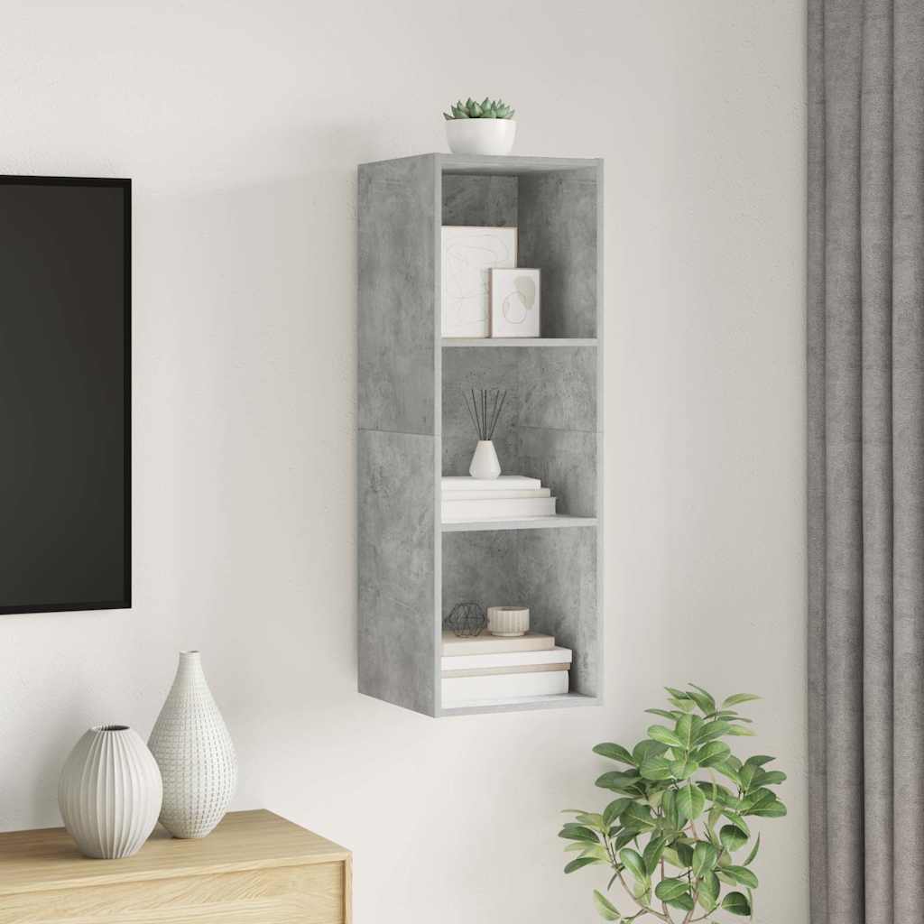 betonszürke szerelt fa falra szerelhető TV-szekrény 37x37x107cm