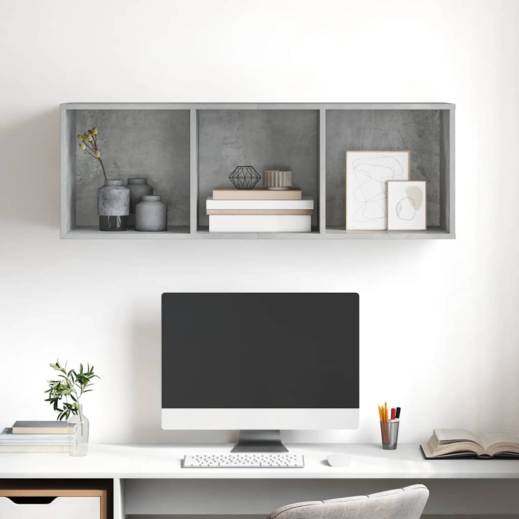 betonszürke szerelt fa falra szerelhető TV-szekrény 37x37x107cm