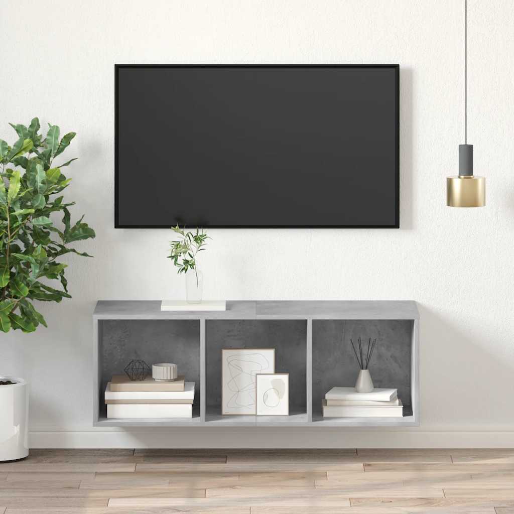 betonszürke szerelt fa falra szerelhető TV-szekrény 37x37x107cm