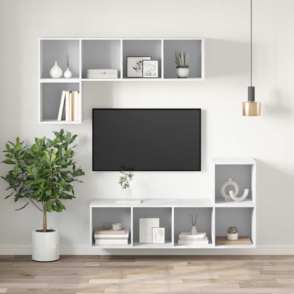 fehér szerelt fa falra szerelhető TV-szekrény 37x37x142,5 cm