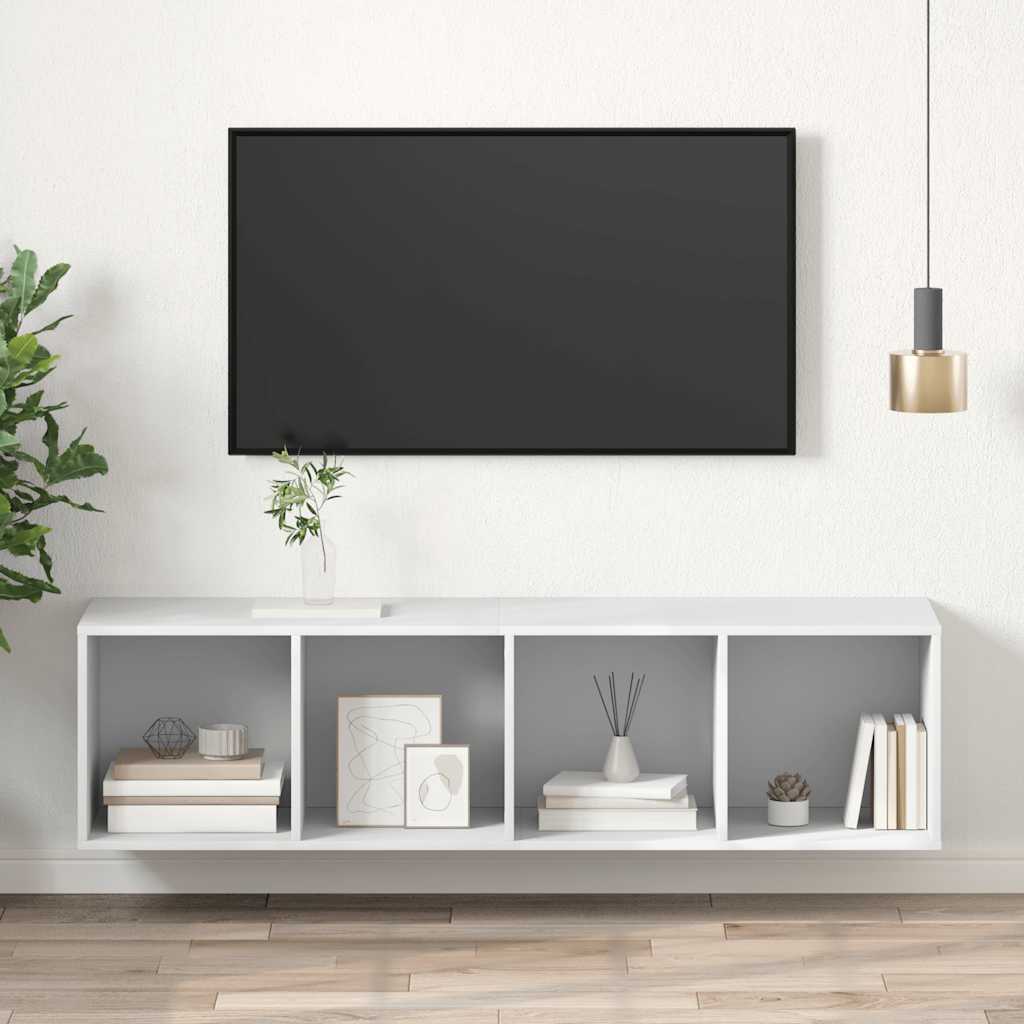 fehér szerelt fa falra szerelhető TV-szekrény 37x37x142,5 cm