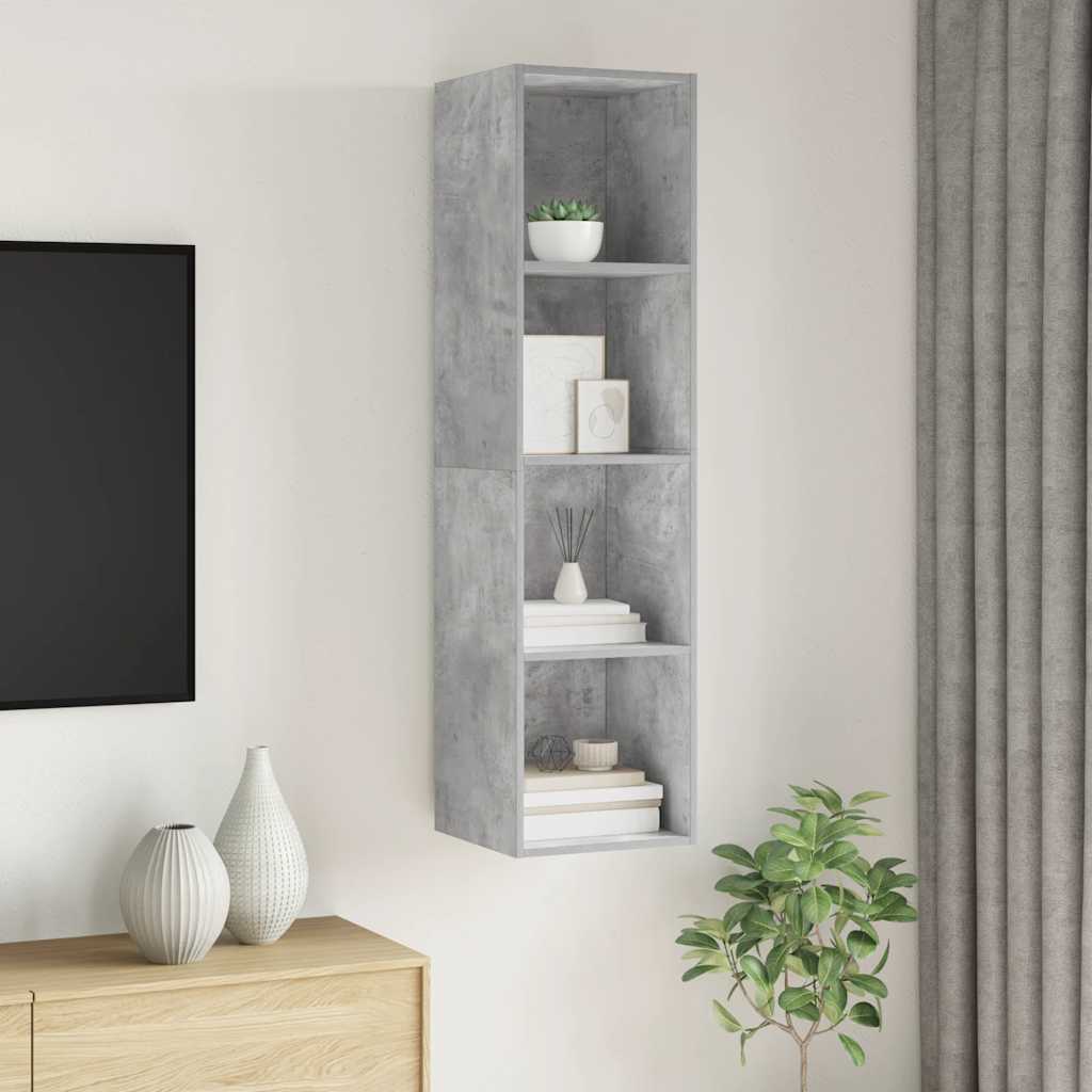 betonszürke szerelt fa fali TV-szekrény 37x37x142,5 cm