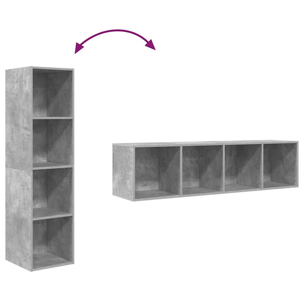 betonszürke szerelt fa fali TV-szekrény 37x37x142,5 cm