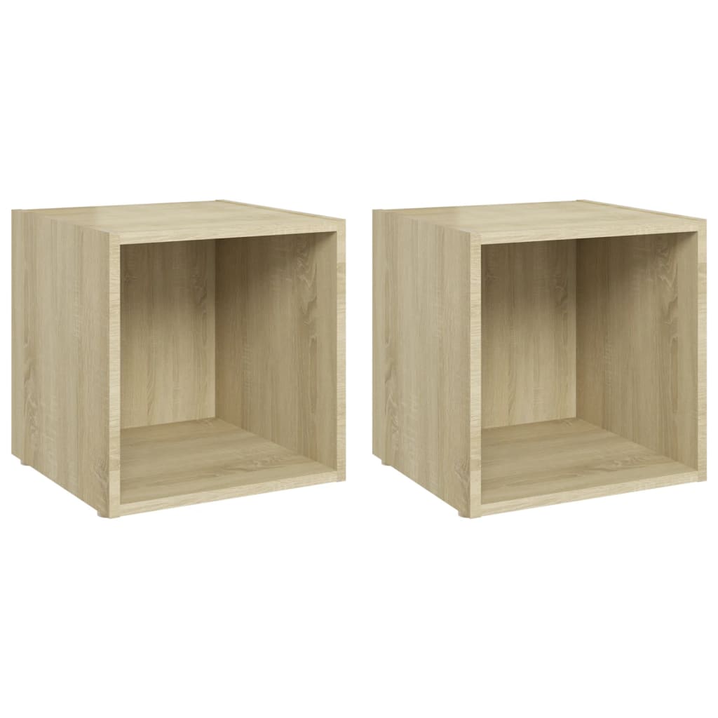 2 db sonoma tölgy színű szerelt fa TV-szekrény 37 x 35 x 37 cm
