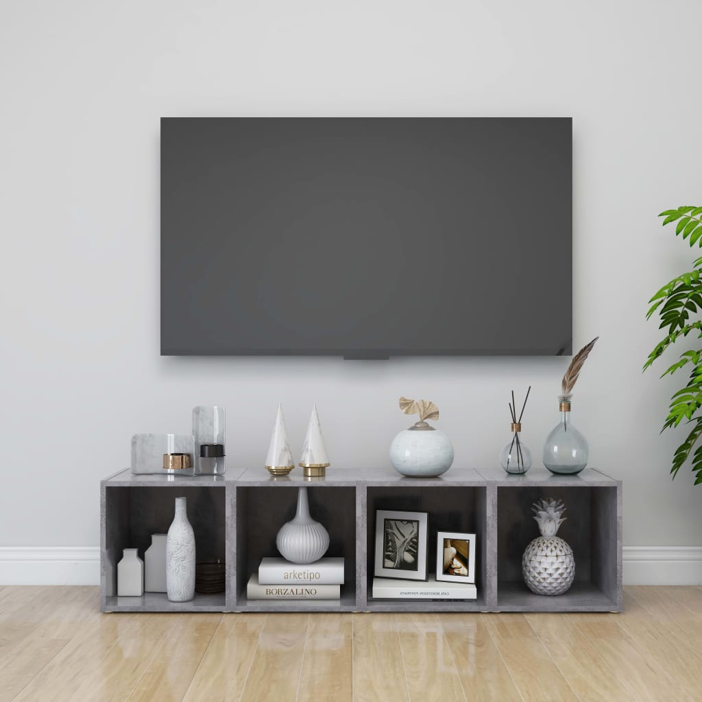 2 db betonszürke szerelt fa TV-szekrény 37 x 35 x 37 cm