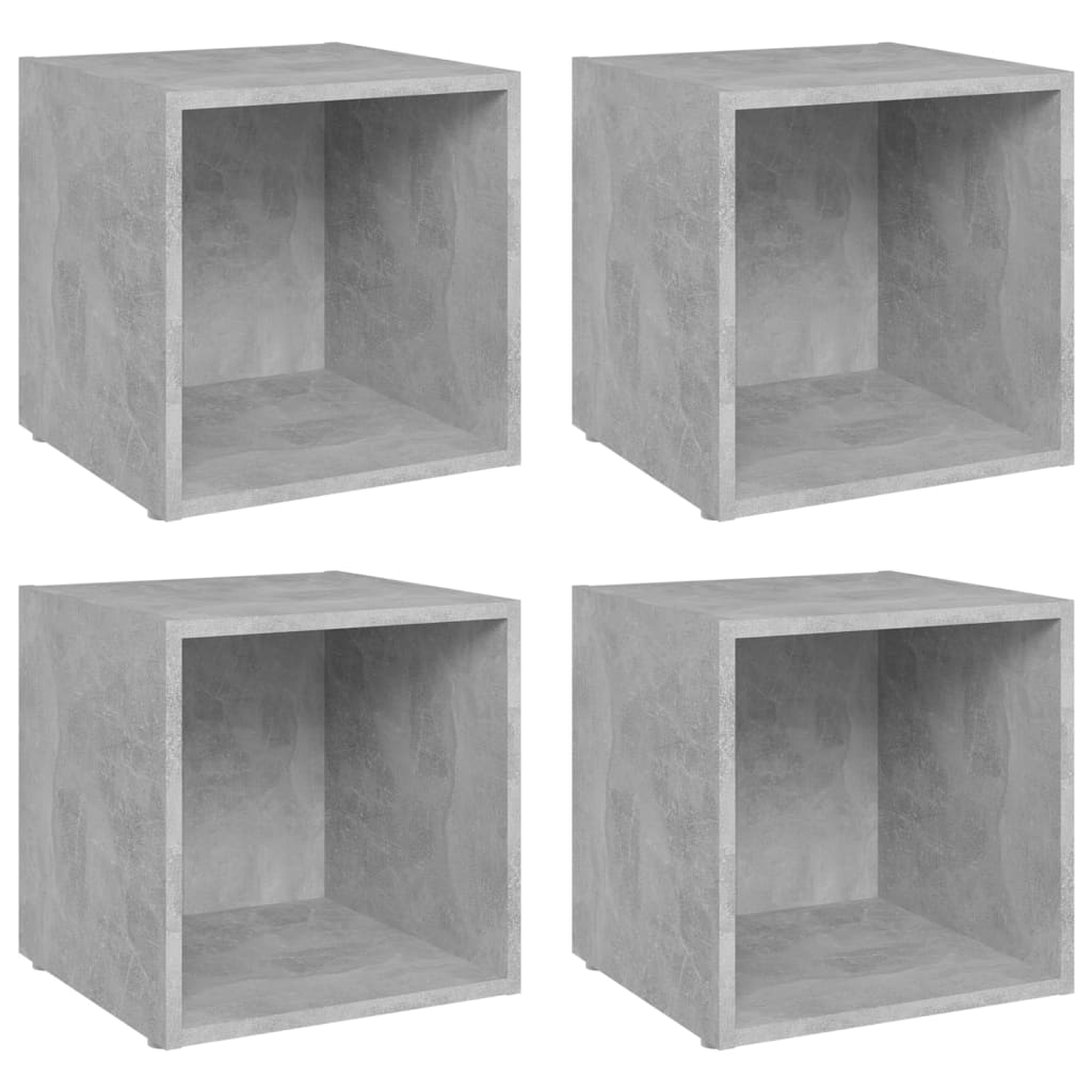 4 db betonszürke szerelt fa TV-szekrény 37 x 35 x 37 cm