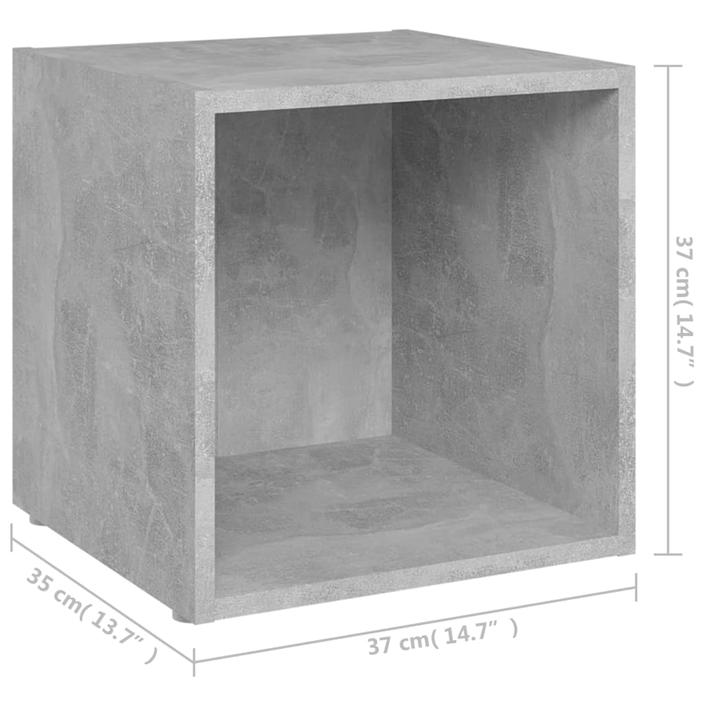 4 db betonszürke szerelt fa TV-szekrény 37 x 35 x 37 cm