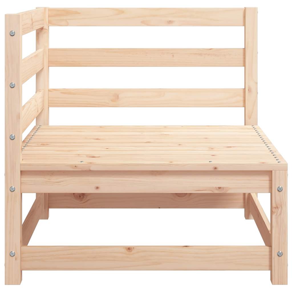 tömör fenyőfa kerti sarokkanapé szürke párnákkal
