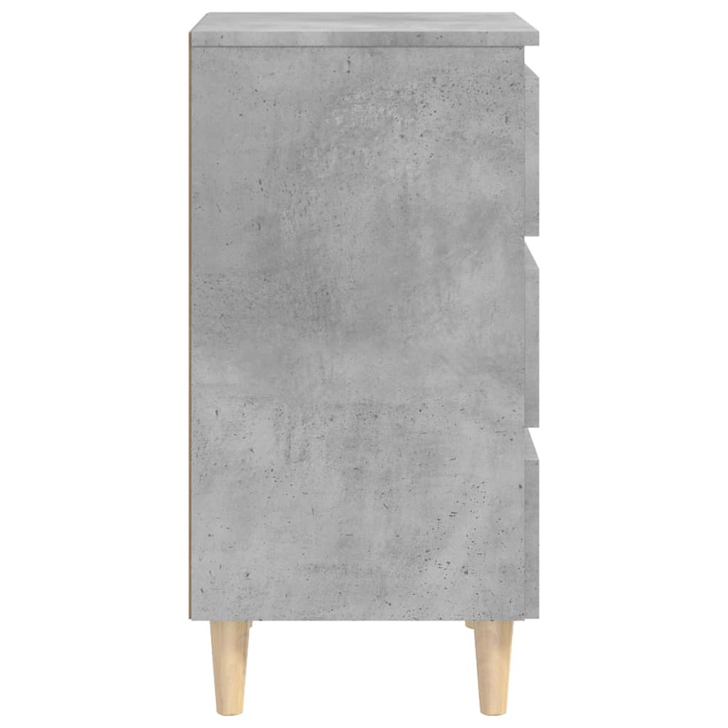 betonszürke éjjeliszekrény tömör fa lábakkal 40 x 35 x 69 cm