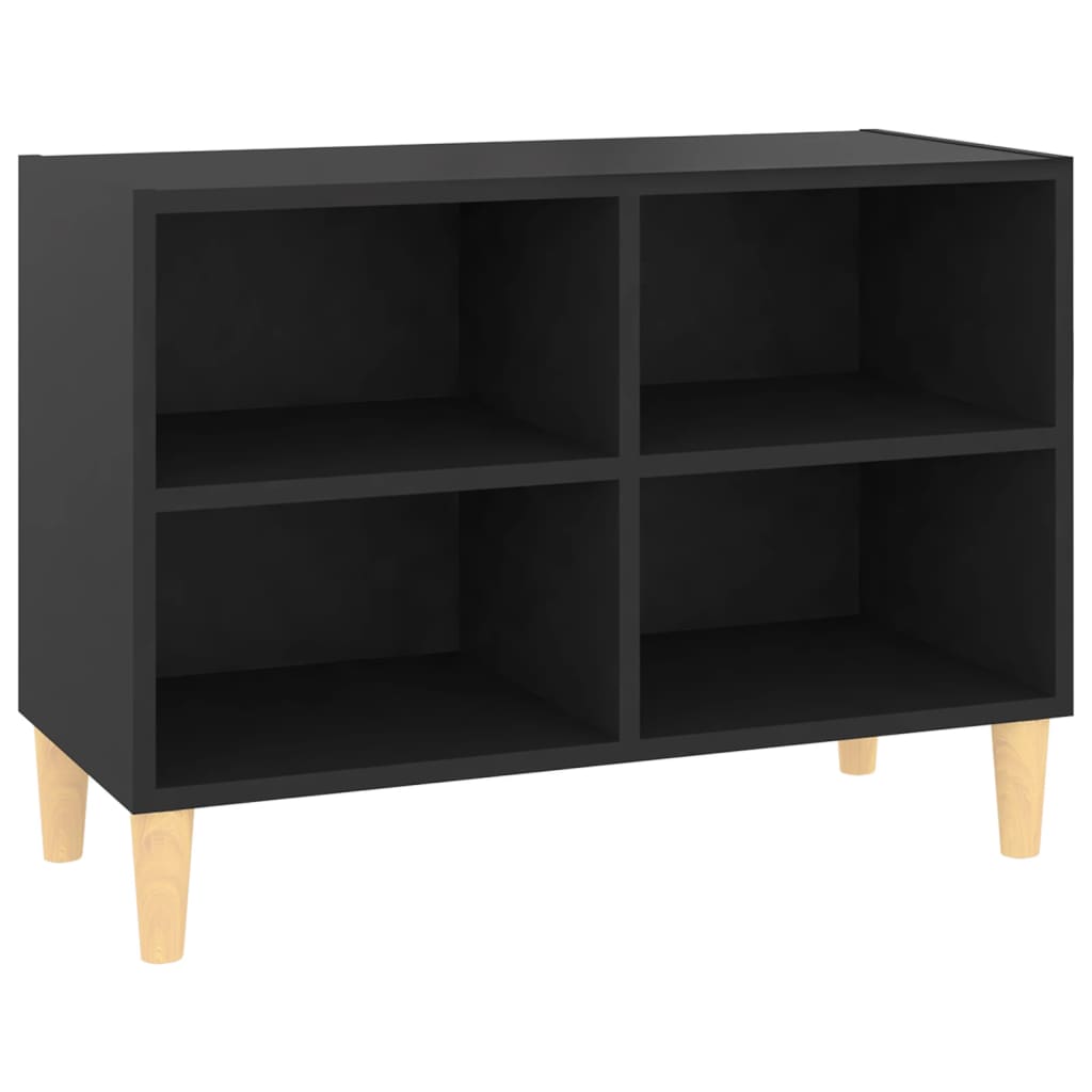 fekete TV-szekrény tömör falábakkal 69,5 x 30 x 50 cm