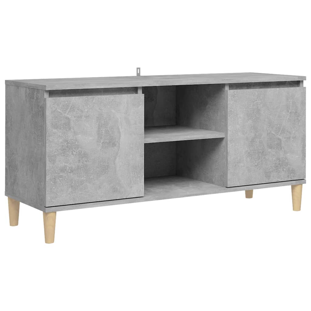 betonszürke TV-szekrény tömör falábakkal 103,5 x 35 x 50 cm
