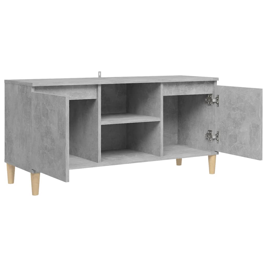 betonszürke TV-szekrény tömör falábakkal 103,5 x 35 x 50 cm