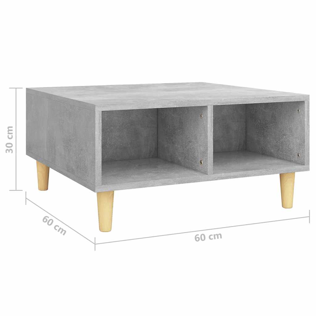 betonszürke szerelt fa dohányzóasztal 60 x 60 x 30 cm