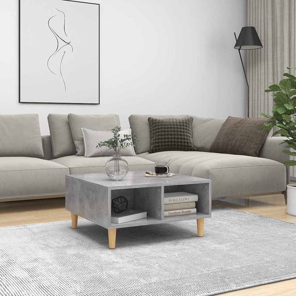 betonszürke szerelt fa dohányzóasztal 60 x 60 x 30 cm