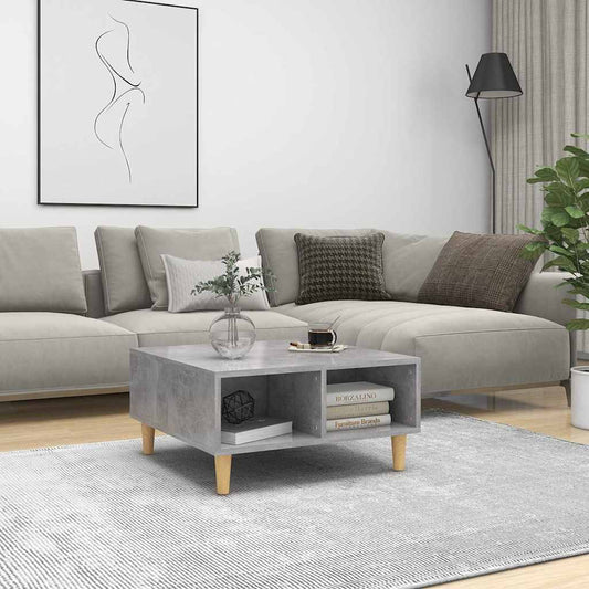 betonszürke szerelt fa dohányzóasztal 60 x 60 x 30 cm