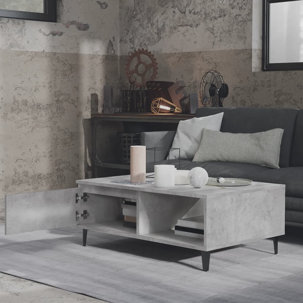 betonszürke szerelt fa dohányzóasztal 90 x 60 x 35 cm