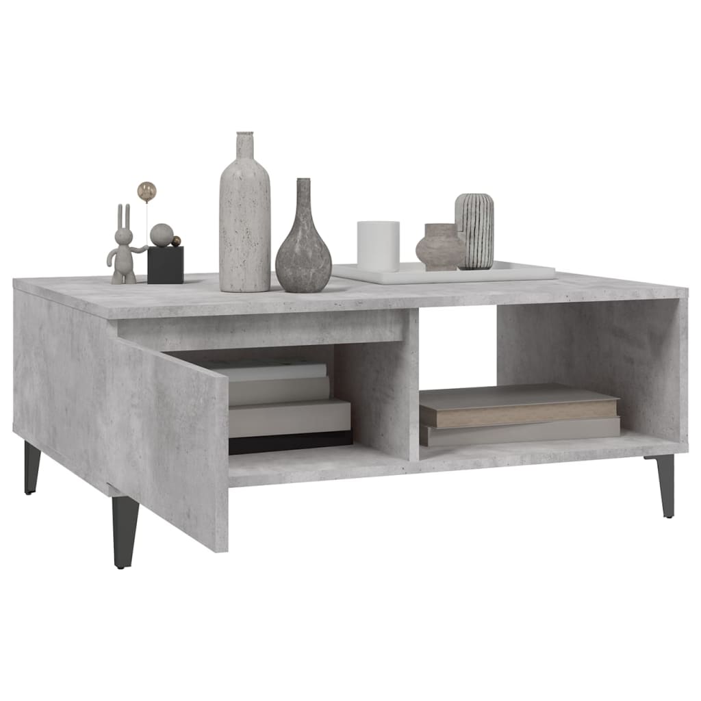 betonszürke szerelt fa dohányzóasztal 90 x 60 x 35 cm