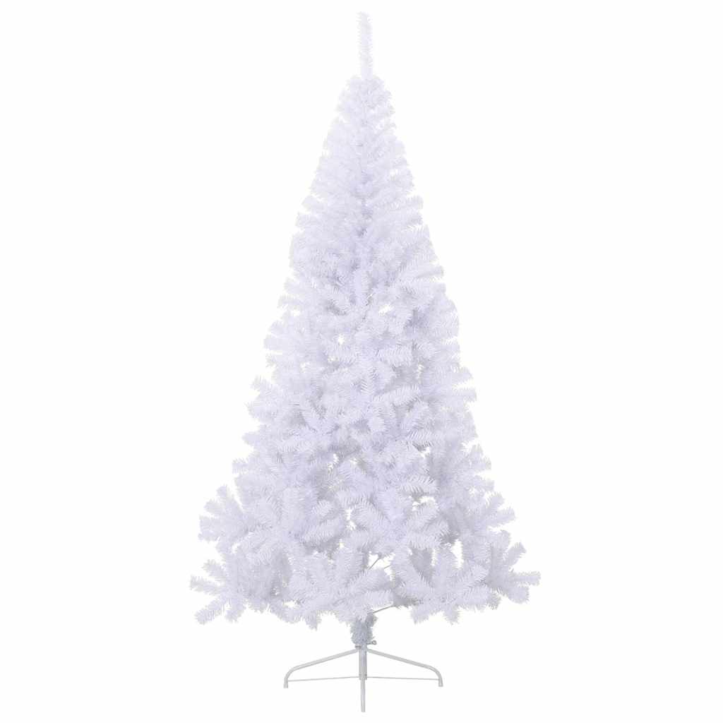 fehér PVC fél műkarácsonyfa állvánnyal 180 cm